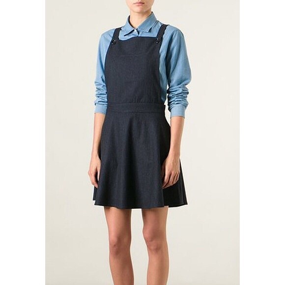 Madewell Dresses & Skirts - [Madewell Sessun] Navy Pinstripe Overall Dress